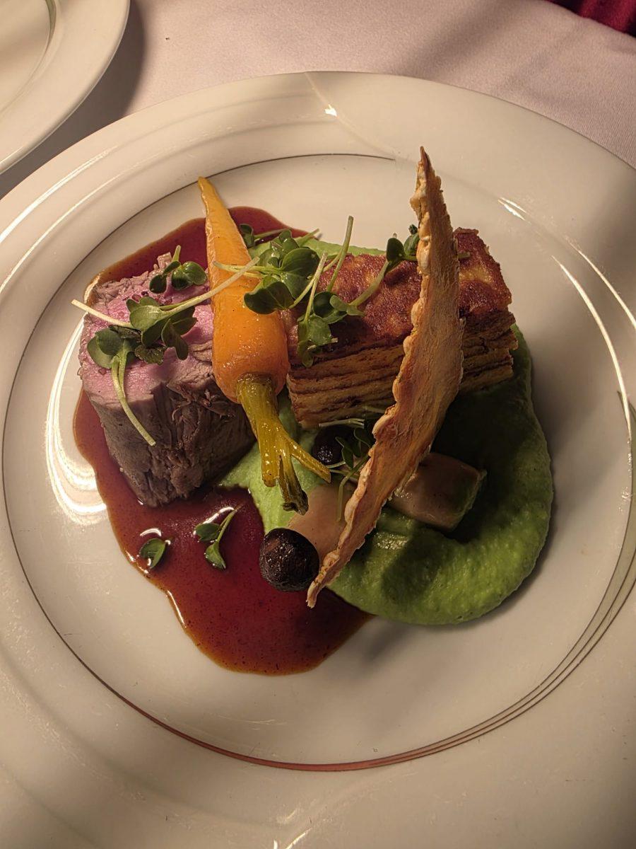 Fein angerichteter Fischgang beim Riesenrad Dinner 2026 auf Usedom